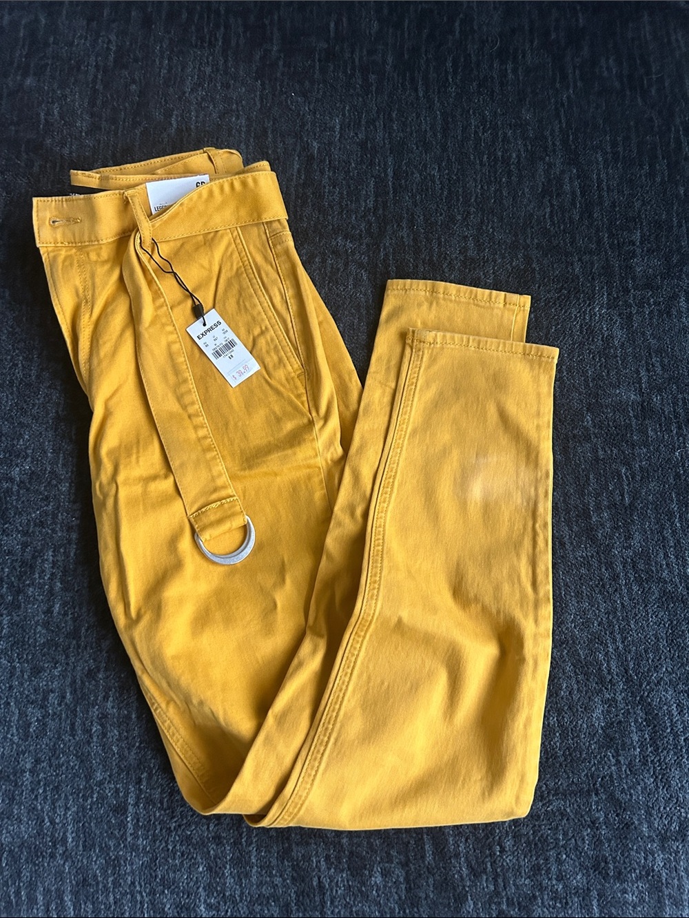 Express Mustard Yellow Pants with Belt Loop